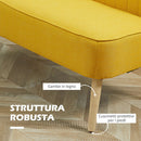 Divano 2 Posti Design Minimal Senza Braccioli in Tessuto con Gambe in Legno 117x56,5x77 cm Giallo