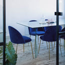 Set 4 Sedie Imbottite 49x52x79 cm in Velluto Blu e Oro