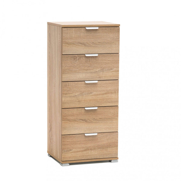 Armoire avec 5 tiroirs Natural 45x38x103 h cm en aggloméré bilaminé marron clair sconto