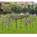 Set Dining Pranzo Tavolo + 6 Poltrone Sedie Impilabili in Ferro Arredo Giardino