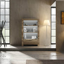 Credenza Mobile Soggiorno con Vetrina 2 Ante in Melaminico 102x43x158cm TFT Sax Rovere