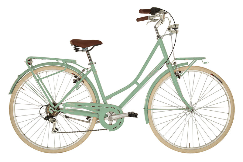 Bicicletta City da Donna 28" Design Vintage Cambio 6V Shimano Freni V-Brake Viaggio Verde Menta 