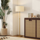 Lampada da Terra con Telecomando e Luminosità Regolabile 3000K-6000K Paralume in Tessuto Oro      