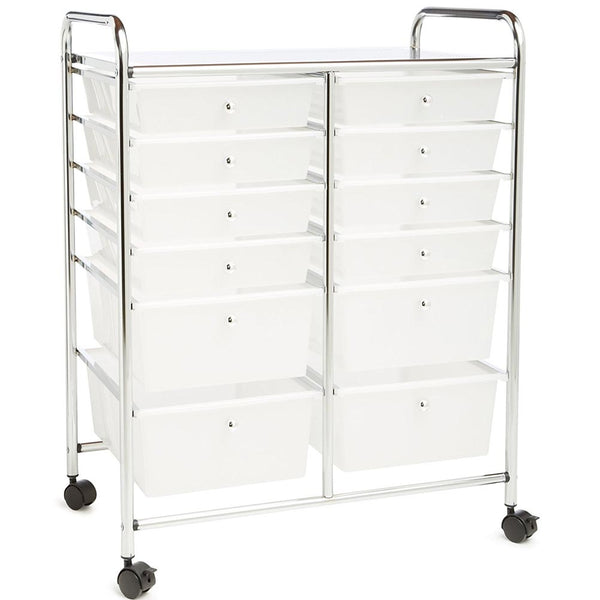 Carrello Cassettiera Multiuso Acciaio Casa Ufficio Estetista 12 Cassetti Bianco prezzo