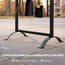 Set per Camino con Supporto 30x22x86 cm Borsa Spazzola Paletta Attizzatoio e Pinze in Metallo Nero      