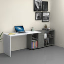 Scrivania Angolare Reversibile 140-210x60x74 cm Mia Cemento Bianco