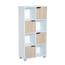 Libreria di Design a 8 Scompartimenti in Legno Bianco 60x30x122 cm 