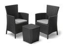 Set Tavolino e 2 Poltrone da Giardino Effetto Rattan Keter Iowa Balcony Antracite