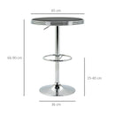 Tavolino da Bar Ø65x66-90 cm in Metallo e Similpelle Nero