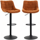 Set 2 Sgabelli da Bar Girevoli 47x53x90-110 cm Regolabili con Schienale in Velluto e Base in Metallo Arancione      