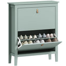 Scarpiera Slim per 14 Paia di Scarpe 80x24x95,5cm 2 Cassetti Verde   