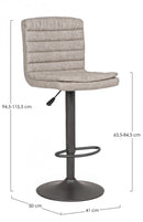 Set 2 Sgabelli Bar 41x50x94,5/115,5h cm Connor Grigio Chiaro Vintage