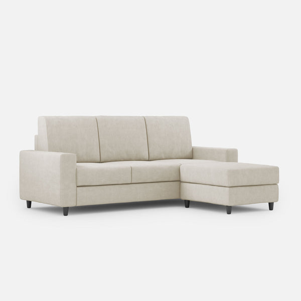 Divano 3 Posti con Pouf 208x155x85 cm Sakar in Tessuto Latte acquista
