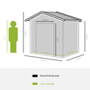 Casetta Box da Giardino 213x130x185 cm con Porte Scorrevoli in Acciaio Verde