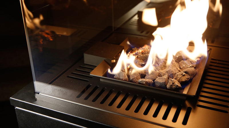 Stufa a Gas da Esterno 154,7x46,7x46,7cm Flig Gastonia Nero Satinato con Telecomando