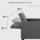Poltrona Letto Singolo 91,5x83x90 cm Chaise Lounge Seduta Ergonomica in Poliestere Grigio      