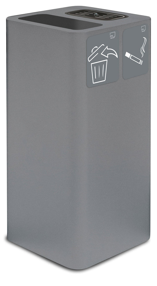 Poubelle 38x38xh80 cm en acier peint avec couvercle basculant gris sconto