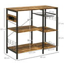 Mobile da Cucina 90x40x83 cm con Presa di Corrente e USB in Acciaio e Truciolato Marrone