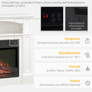 Camino Elettrico da Terra 1800 W con Effetto Fiamma LED Regolabile Telecomando e Timer in Legno e Vetro Bianco      