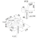 Rubinetto Miscelatore Monocomando Vasca Esterno Doccetta in Ottone Mariani Epic Cromato