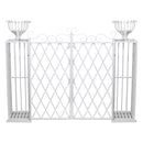 Cancello Portavasi da Giardino in Metallo 164x31x124,5cm Classic Bianco