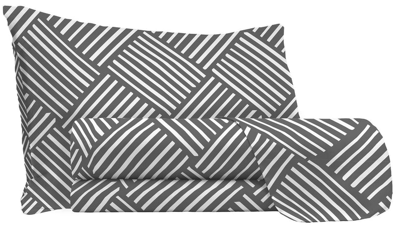 Set Lenzuola Sopra Sotto e Federe in Microfibra City Life Grey Varie Misure