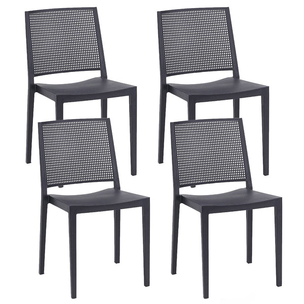 prezzo Lot de 4 Chaises Empilables 81x46x56 cm en Polypropylène et Fibre de Verre Porto Anthracite