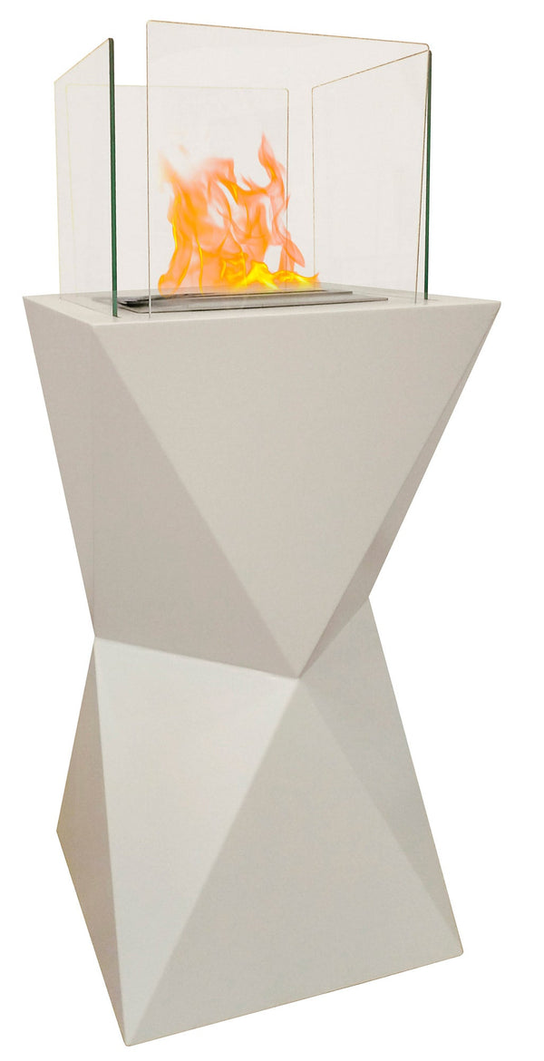 acquista Camino a Bioetanolo da Pavimento 45x45x110 cm Diamond Bianco