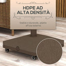 Base per Ombrellone Riempibile 45x45x39 cm fino a 20 kg per Pali da Ø2,2-3,8 cm  con Ruote Marrone   