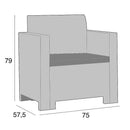 Set da Giardino Divano 2 Poltrone e Tavolino in Polipropilene Tortora