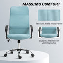 Sedia Ergonomica da Ufficio Girevole 63x65x109-119 cm con Schienale a Rete Verde Chiaro   