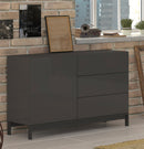 Credenza con piedi 1 Anta + 3 Cassetti 110x40x73 cm Metis Antracite Lucido