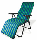 Sedia Sdraio Reclinabile Pieghevole Soriani Righe Verde e Blu