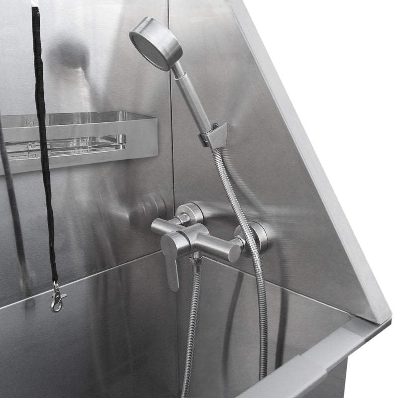 Vasca per Toeletta 127x47,5x136 cm Professionale con Accessori in Acciaio 