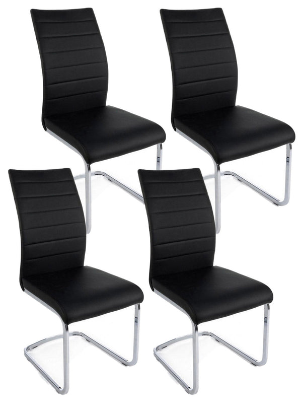 prezzo Lot de 4 chaises Myra 41x60x98 cm en simili cuir noir