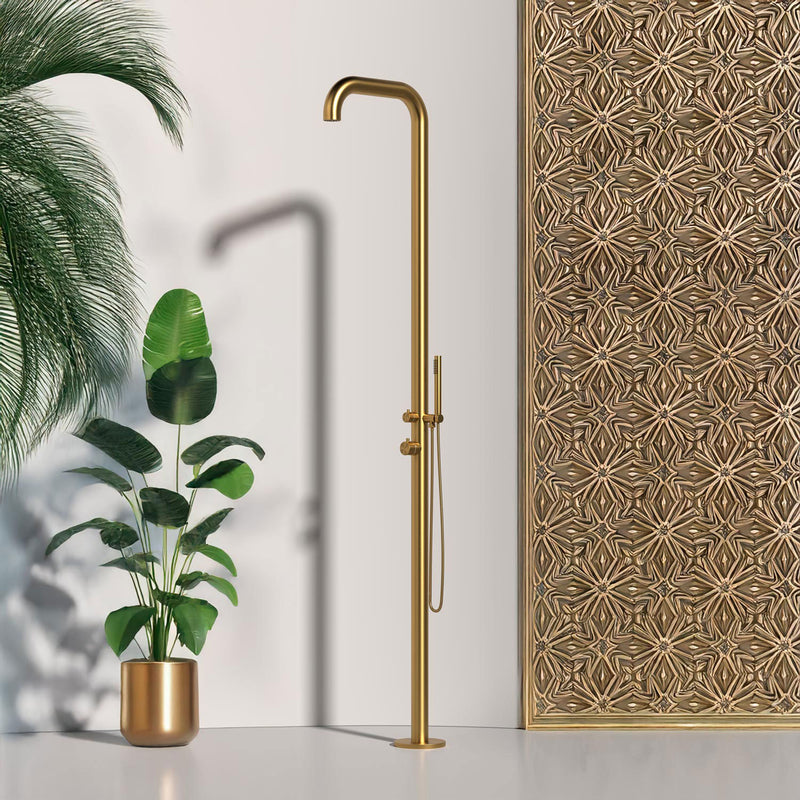 Doccia da Giardino in Acciaio Inox con Doccino Sined Chia Oro 