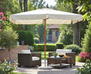 Ombrellone da Giardino 3x3 m Palo Ø48 mm in Legno Vorghini De Lux Ecrù