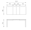 Tavolo Allungabile 130/210x80x76 cm in Legno Top in Melaminico Grigio Scuro