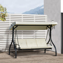 Dondolo Letto 3 Posti 195x117x174 cm in Metallo e Poliestere Nero e Beige