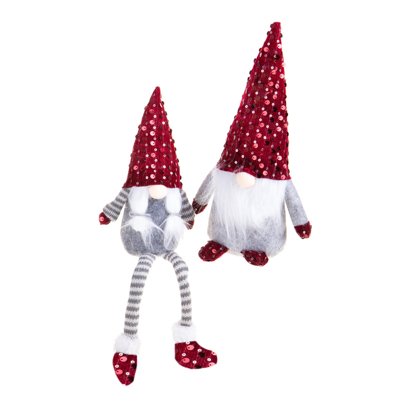 Set di 2 Elfi H30 cm in Tessuto Rosso