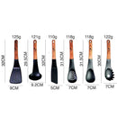 Set 6 Mestoli da Cucina per Uso Alimentare Resistenti al Calore con Supporto Legno