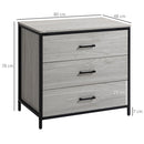 Cassettiera 3 Cassetti 80x48x78 cm in Legno e Acciaio Grigio Chiaro