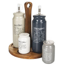 Menage Set Olio Aceto Sale e Pepe  in Gres VdE Tivoli 1996 con Stand