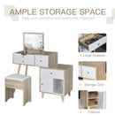 Consolle Trucco 105x45x123 cm con Specchio 4 Cassetti e Sgabello 