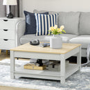 Tavolino da Caffè 80x80x42,5 cm con Ripiano in Truciolato  Grigio e Legno