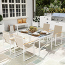 Set da Giardino con Tavolo da Pranzo in Vetro Rettangolare e 4 Sedie con Braccioli Multicolore     