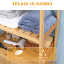 Mobiletto Bagno 2 Ripiani 2 Ante 60x30x120 cm in Bambù