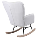 Poltrona Sedia Dondolo Relax Tessuto e Metallo Imbottita Design Moderno Crema