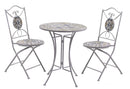 Set da Giardino Pieghevole in Metallo con Tavolo e 2 Sedie Gallipoli Bianco