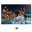 Quadro legno led babbo con renne rettangolare cm 60x40x1,8